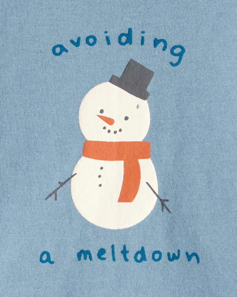 Baby Boy Snowman Long-Sleeve Graphic Bodysuit - Blue, image 2 of 3 slides