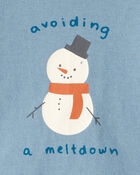Baby Boy Snowman Long-Sleeve Graphic Bodysuit - Blue, image 2 of 3 slides