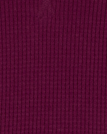 Baby Solid Waffle Knit Long-Sleeve Hooded Shirt - Burgundy, 