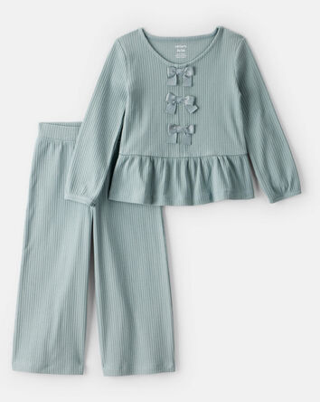 Toddler Girl 2-Piece Long-Sleeve Tee & Pant Set - Blue, 