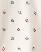 Baby Girl Holly Berry Print Cotton Long-Sleeve Top - Cream, image 2 of 3 slides