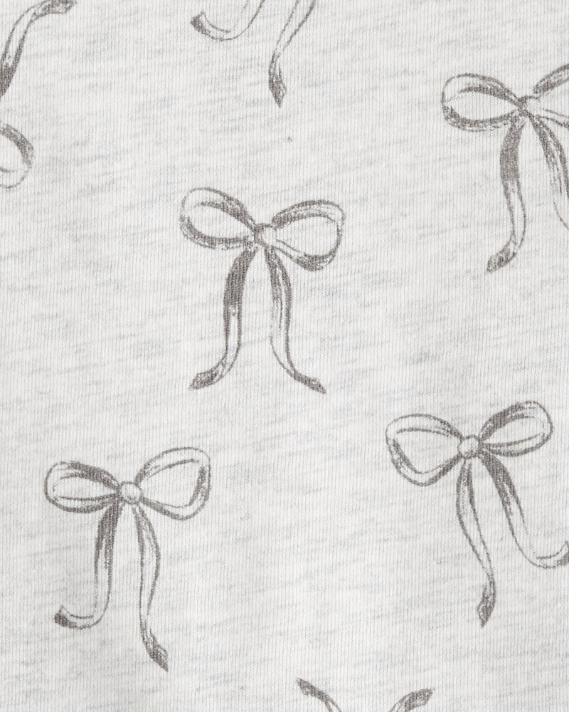 Baby Girl Bow Print Long-Sleeve Peplum Top, image 2 of 3 slides