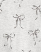 Baby Girl Bow Print Long-Sleeve Peplum Top, image 2 of 3 slides