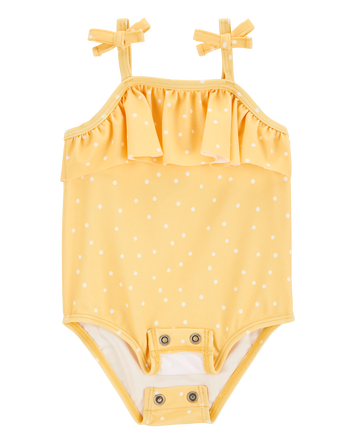 Baby Girl 1-Piece Polka Dot Swimsuit - Yellow, 