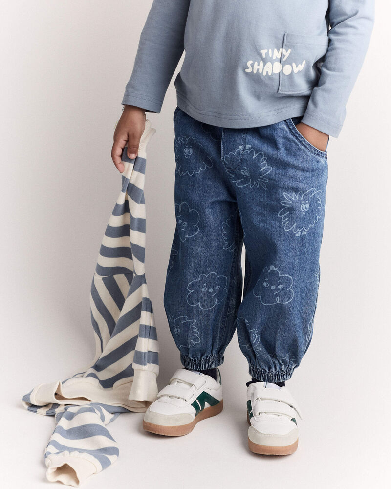 Toddler 'Tiny Shadow' Long-Sleeve Pocket Graphic Tee - Blue, image 4 of 7 slides