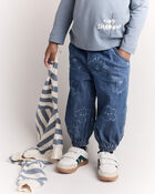 Toddler 'Tiny Shadow' Long-Sleeve Pocket Graphic Tee - Blue, image 4 of 7 slides