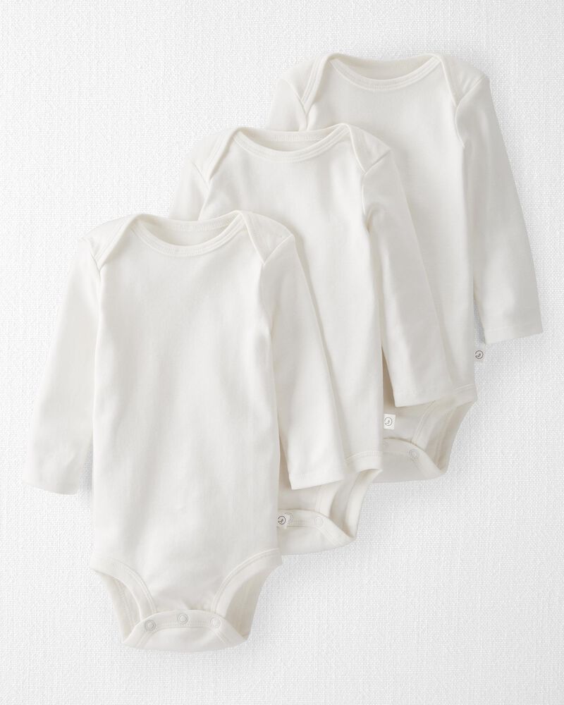 3-Pack Organic Cotton Rib Bodysuits, image 1 of 4 slides