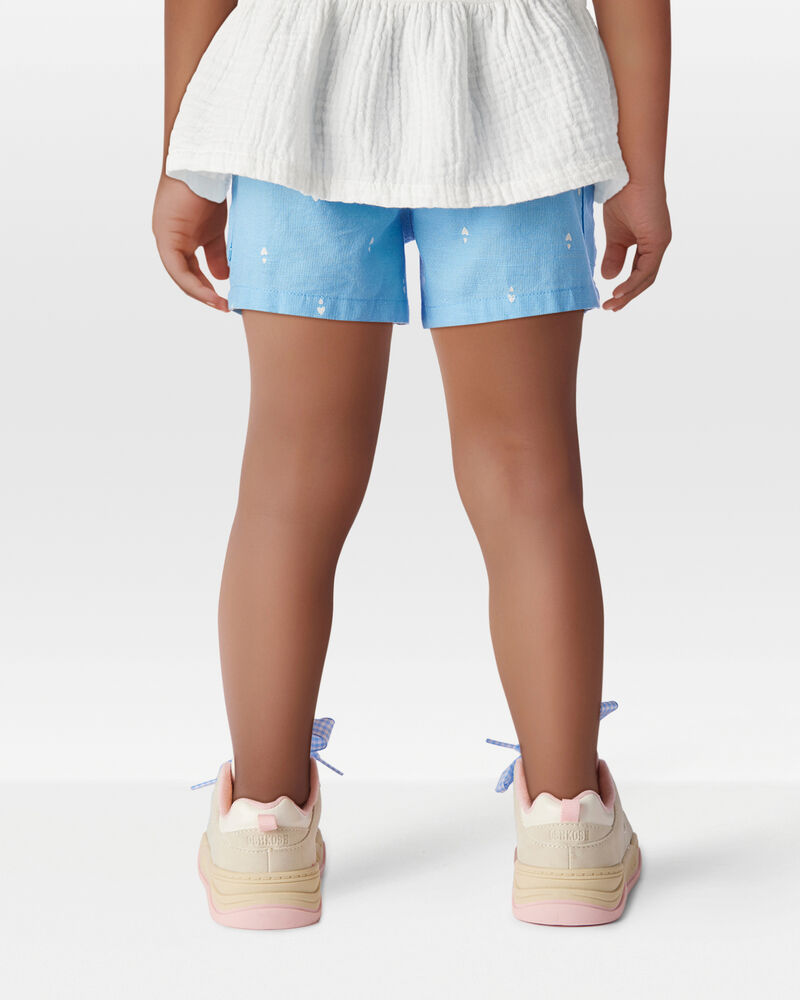 Toddler Heart Drop Print Drawstring Shorts - Blue, image 3 of 7 slides