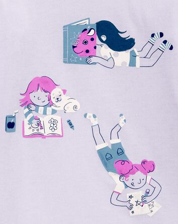 Toddler Girl Book Lover  Long-Sleeve Graphic Tee - Purple, 