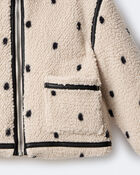 Toddler Girl Polka Dot Sherpa Jacket - Ivory, image 6 of 7 slides