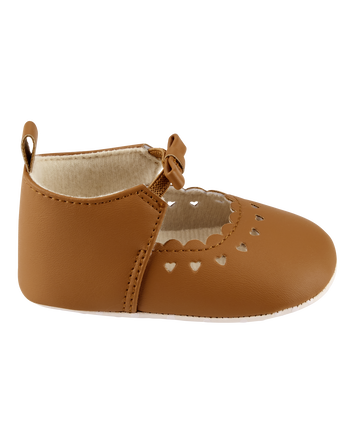 Baby Slip-On Scalloped Heart Crib Shoes, 