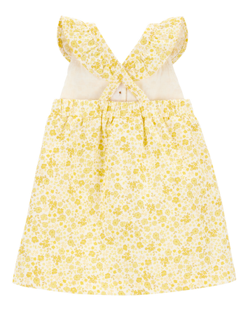 Baby Girl Floral Flutter Dress -  Yellow, 