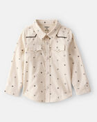 Toddler Boy Western Print Cotton Long-Sleeve Button-Down Shirt - Ivory, image 1 of 4 slides