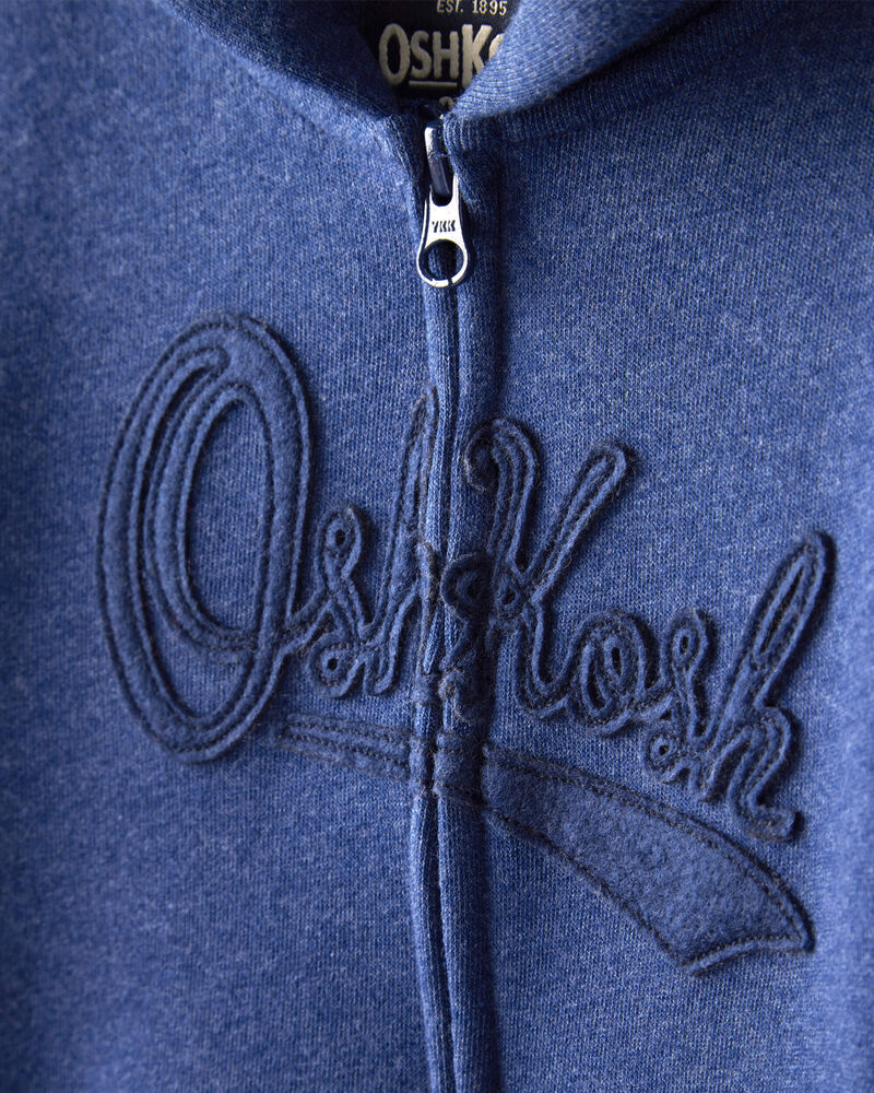 Toddler Boy Fleece Hooded Zip-Up Jacket - Navy, image 2 of 4 slides