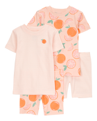 Baby Orange Print Snug Fit Cotton 4-Piece Pajamas, image 1 of 5 slides