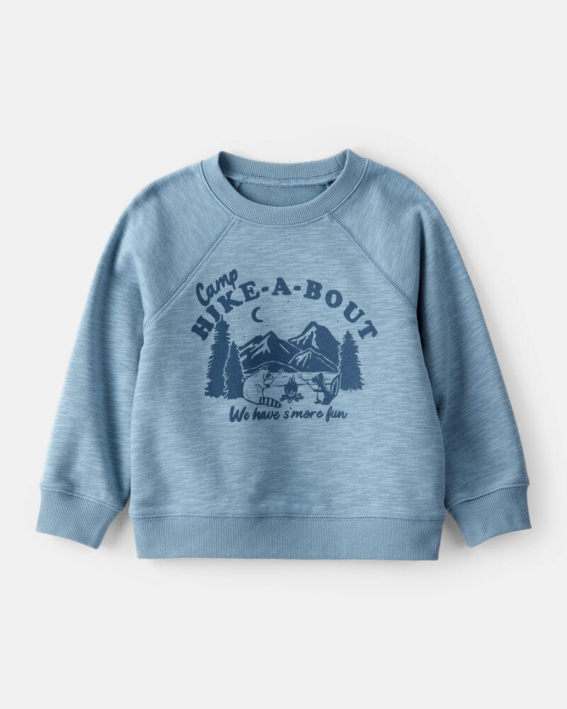 Toddler Boy Camping French Terry Pullover Sweatshirt - Blue, image 1 of 3 slides