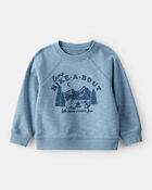 Toddler Boy Camping French Terry Pullover Sweatshirt - Blue, image 1 of 3 slides