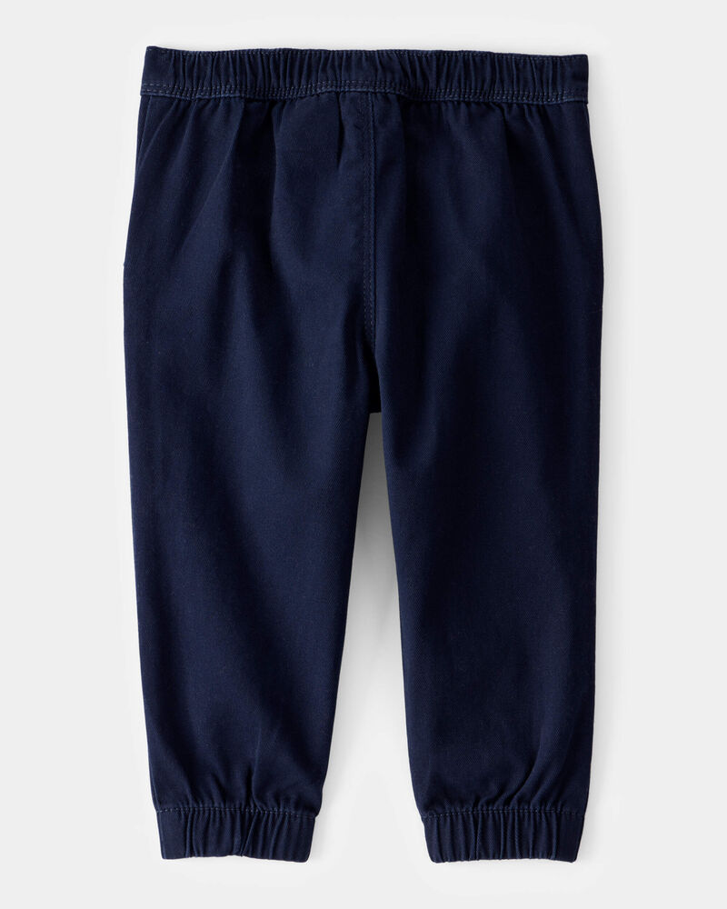 Baby Boy Twill Joggers - Navy, image 2 of 4 slides