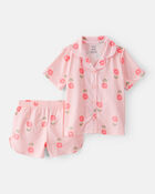 Toddler Girl 2-Piece Floral Loose Fit Coat-Style Pajamas - Pink, image 1 of 3 slides
