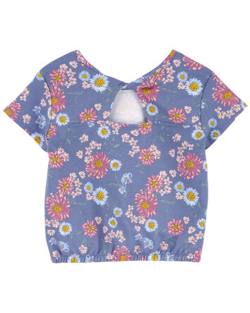 Kid Floral Print Twist Back Top, 