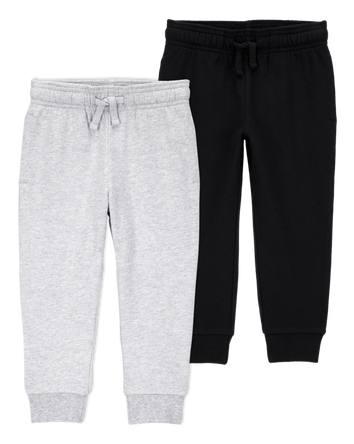 Baby 2-Pack Pull-On Drawstring Joggers - Grey/Black, 