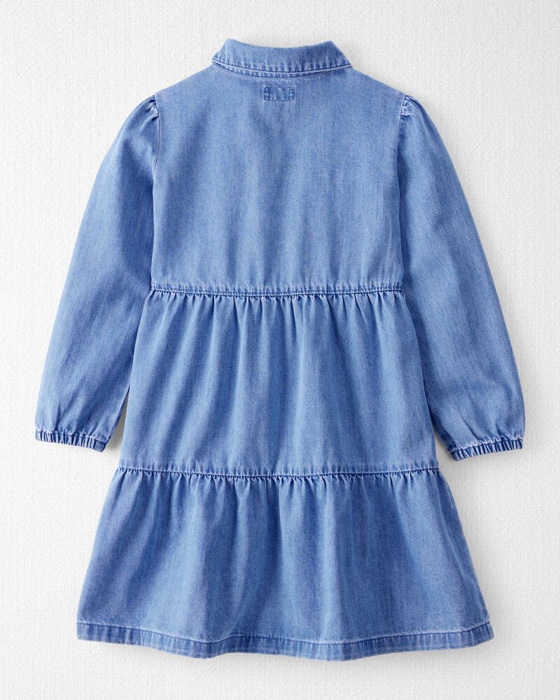 Girls Organic Cotton Denim Dress, image 2 of 5 slides
