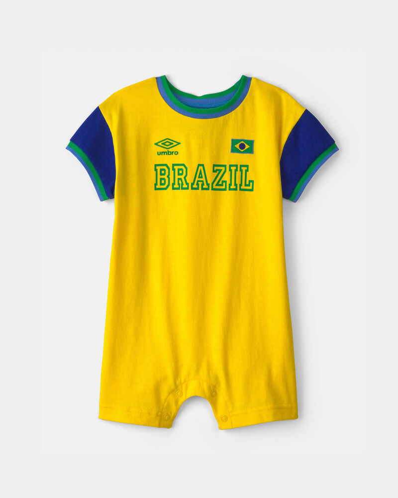 Baby Umbro Brazil Soccer Romper - Blue/Yellow/Green, image 1 of 6 slides