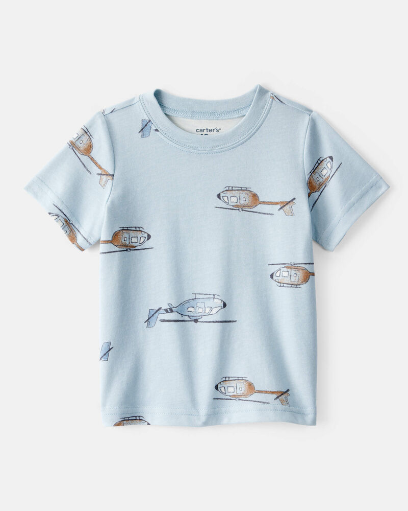Baby Boy Helicopter Print Short-Sleeve Tee - Blue, image 1 of 3 slides