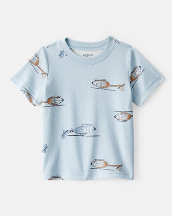 Baby Boy Helicopter Print Short-Sleeve Tee - Blue, 