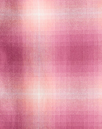Girls Plaid Long-Sleeve Button-Down - Pink, 