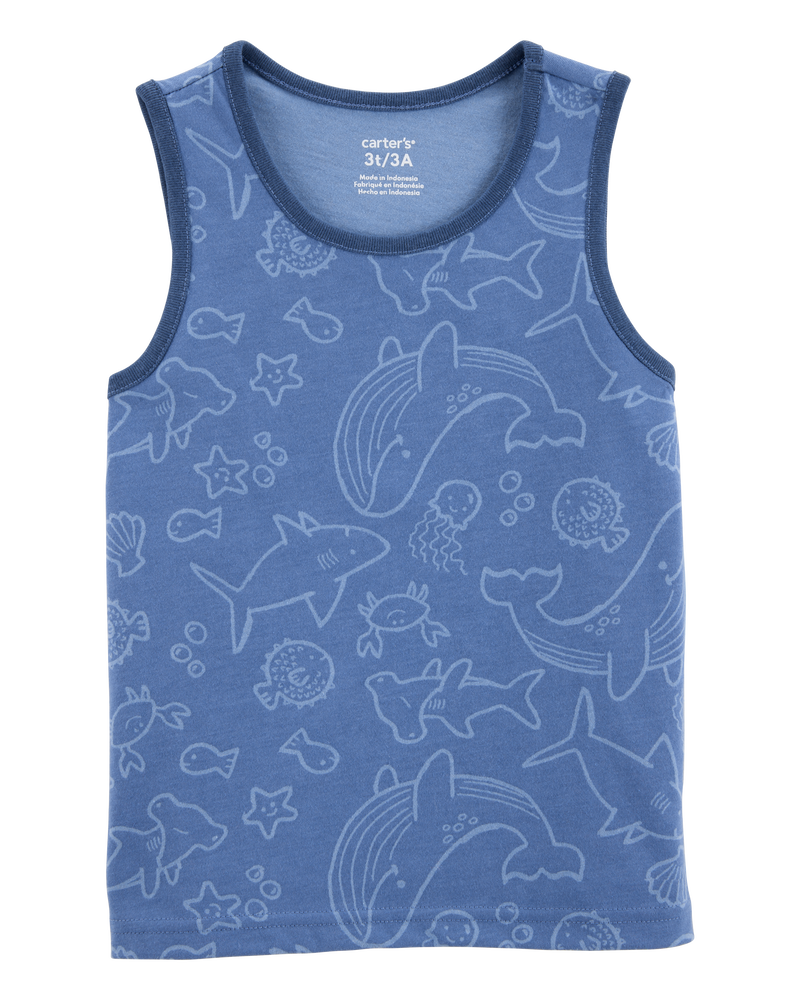 Toddler Boy Sea Animals Graphic Tank - Blue, image 1 of 3 slides
