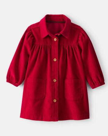 Baby Girl Corduroy Long-Sleeve Dress - Red, 