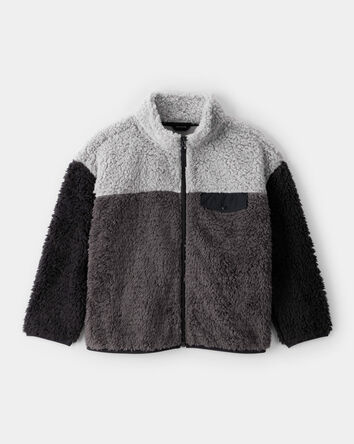 Boys Long-Sleeve Zip-Up Jacket - Grey/Black, 