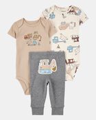 Baby Boy 3-Piece Construction Little Character Set&reg; - White/Tan/Grey, image 1 of 5 slides