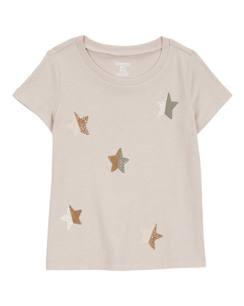 Toddler Girl Star-Print Short-Sleeve Graphic Tee - Cream, 