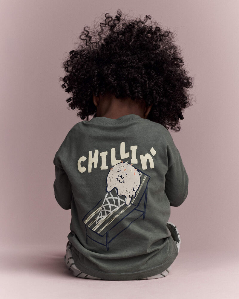 Toddler Boy Chillin' Long-Sleeve Relaxed Graphic Tee - Olive, image 1 of 7 slides
