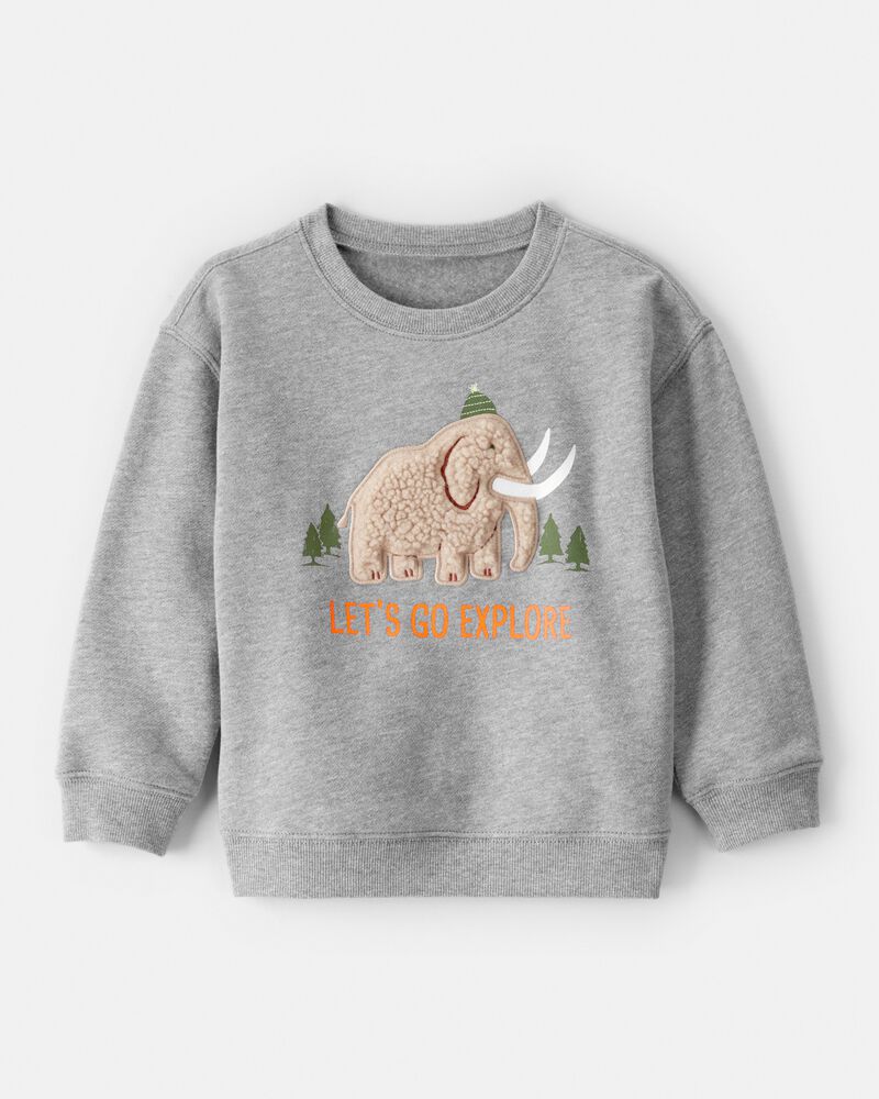 Toddler Boy DayDream Fleece Mammoth Pullover Sweatshirt - Grey, image 1 of 4 slides