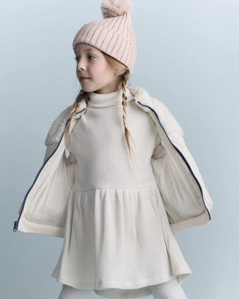 Toddler Girl Turtleneck Sweater Dress - Cream, image 3 of 6 slides