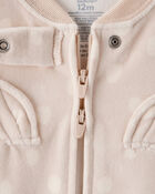 Baby Girl Deer Print DreamPlush Snug Fit Long-Sleeve 2-Way Zip Pajamas - Tan, image 3 of 4 slides