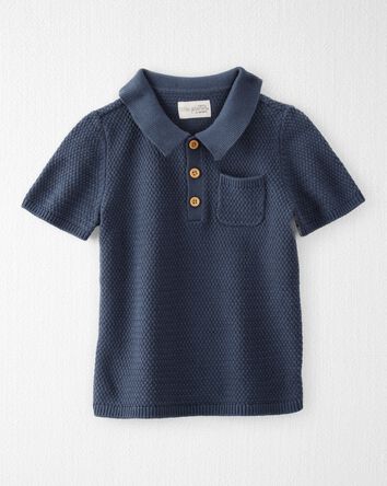 Toddler Organic Cotton Sweater Knit Polo Shirt, 