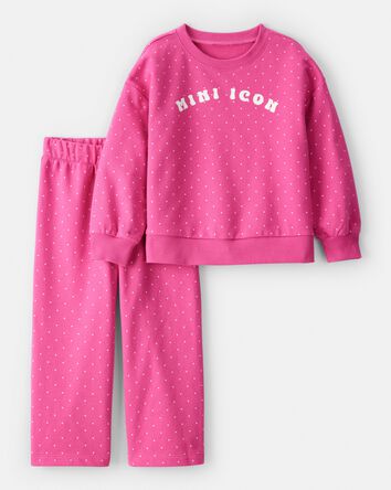 Toddler Girl Mini Icon French Terry Pullover & Pant Set - Pink, 
