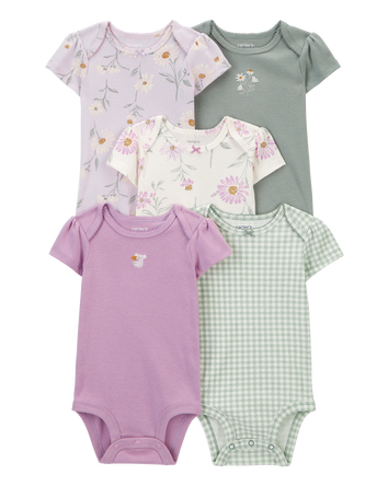 Baby 5-Pack Floral Short-Sleeve Bodysuits, 