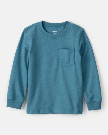 Toddler Boy Long-Sleeve Pocket Tee - Teal, 