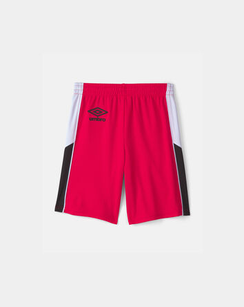 Kids Umbro Canada Mesh Soccer Shorts - Red/White/Black, 