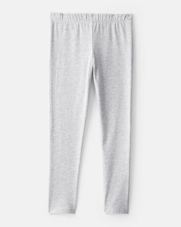 Girls Cotton Stretch Leggings - Grey, 