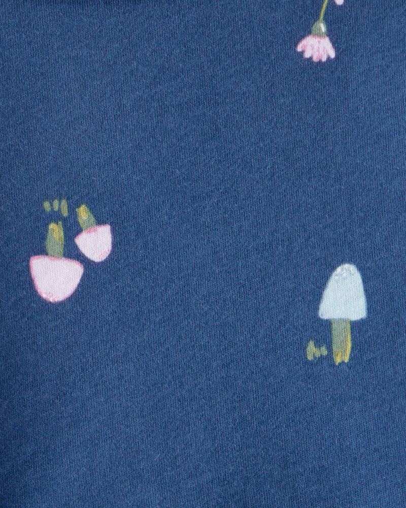 Toddler Girl Mushroom Print Long-Sleeve Cotton Dress - Blue, image 3 of 4 slides