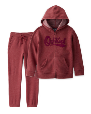 Boys 2-Piece OshKosh Daydream Fleece Logo Jacket & Joggers Set - Red, 