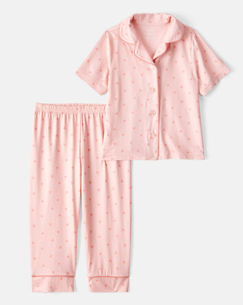 Toddler 2-Piece Polka Dot Coat-Style Pajamas - Pink, 