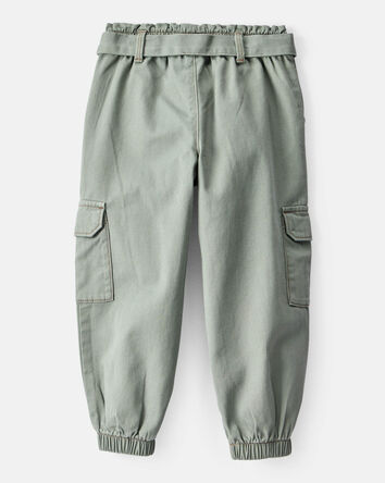 Toddler Girl Cotton Cargo Joggers - Green, 