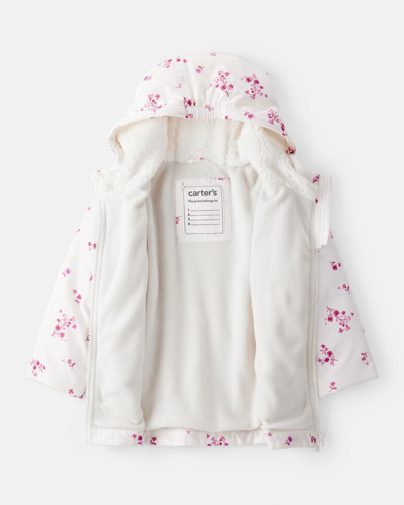 Toddler Girl Floral Long-Sleeve Midweight Anorak Jacket - White, image 2 of 3 slides